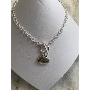 .925 Sterling Silver Chain Bracelet Believe Charm